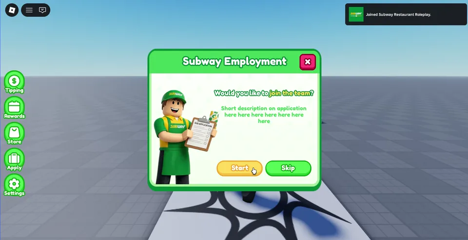 Roblox staff onboarding and employment interface